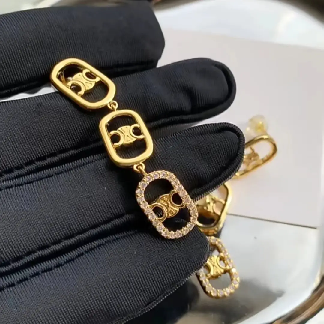 Golden Tassel Earrings for Women with Full Diamond Setting