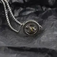 Retro Sun Moon Star Necklace for Men Silver Chain — feature 10