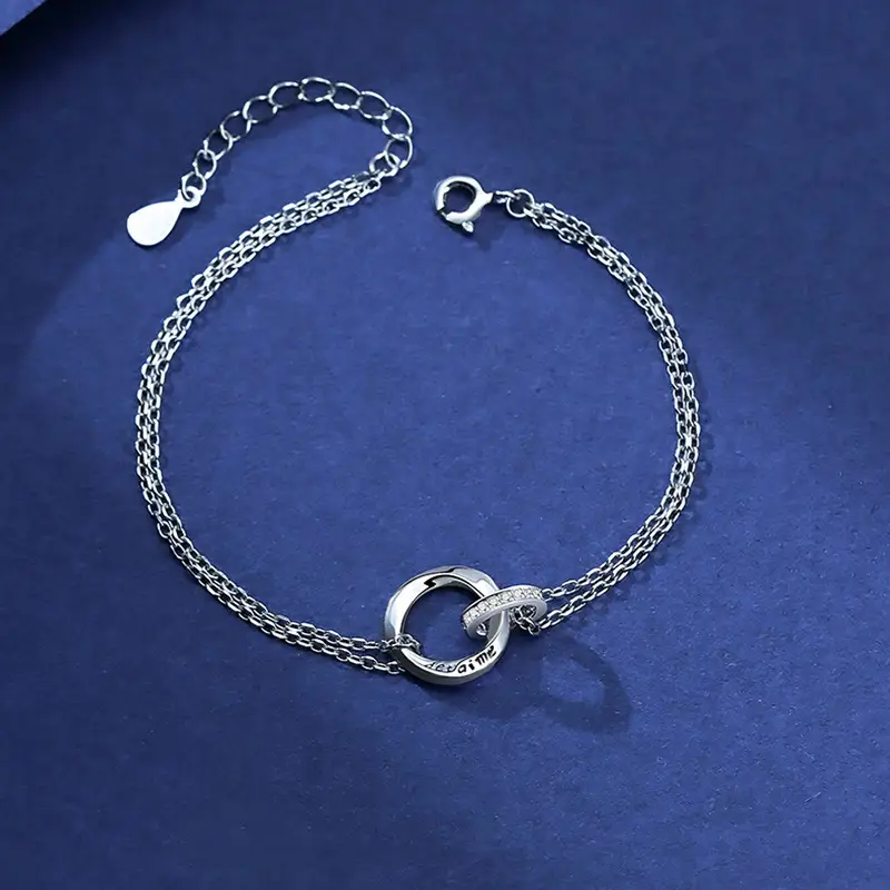 Mobius Couple Bracelet Light Luxury Ring-link Geometric Double-ring - Image 2