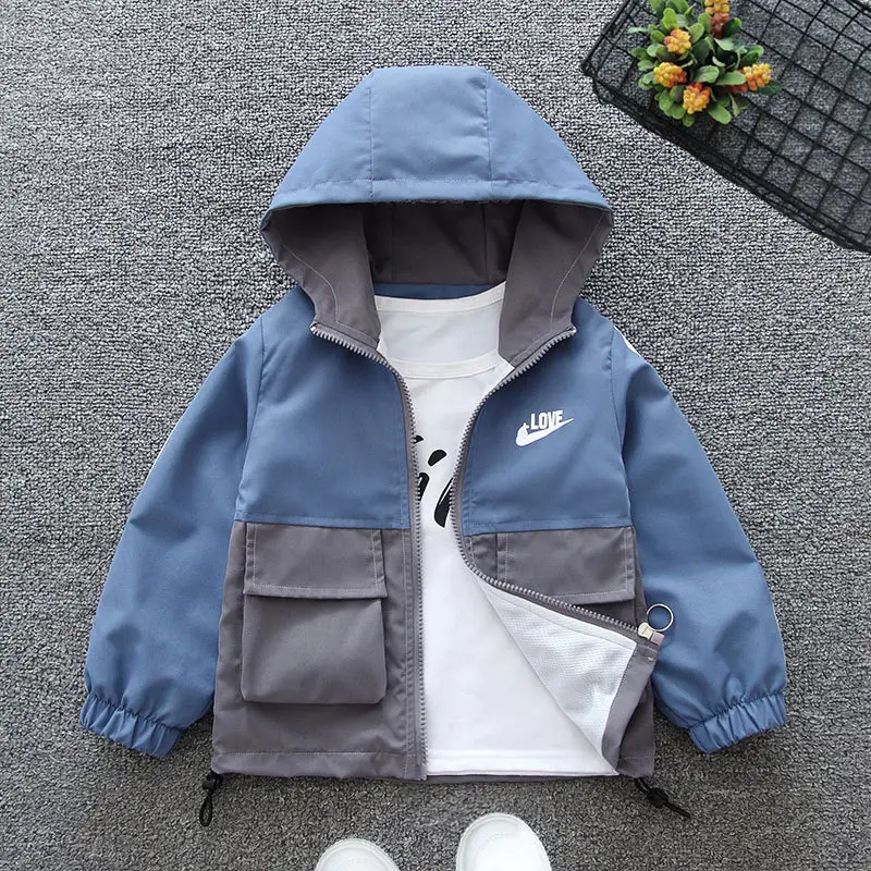 Boys' Yellow Grey Love Hooded Jacket Large - Image 5