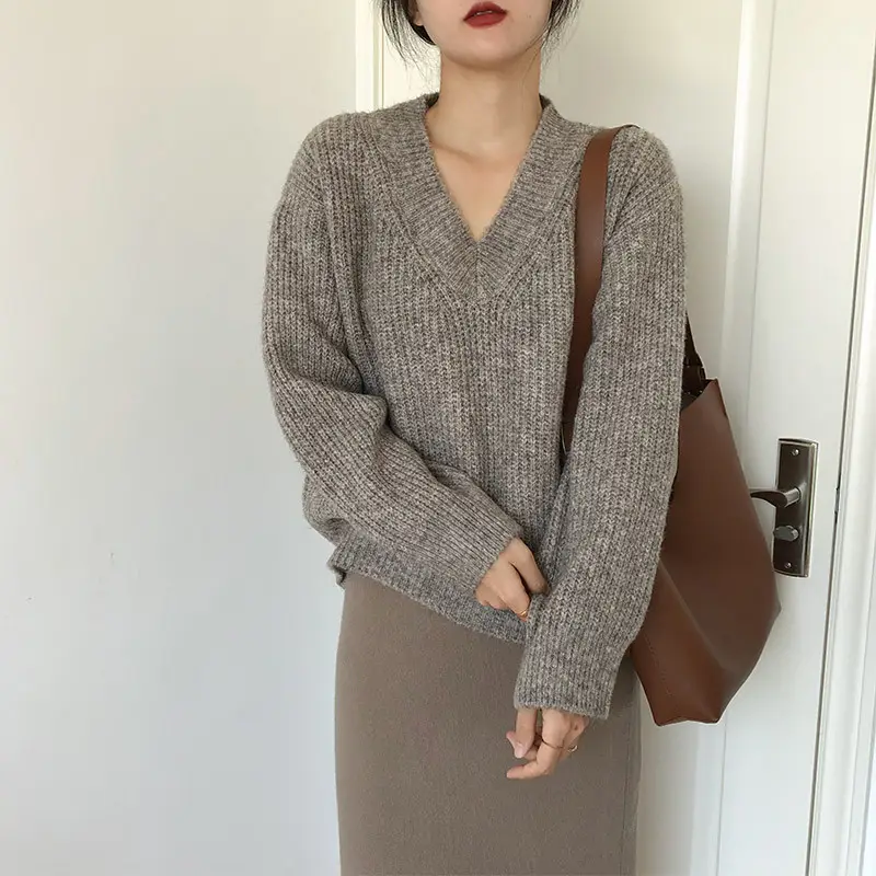 Lazy Style Knit Pullover V Neck 2025 Spring - Image 6