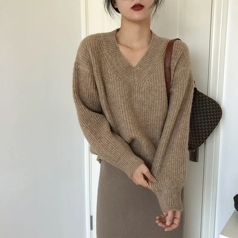 Lazy Style Knit Pullover V Neck 2025 Spring - Image 7