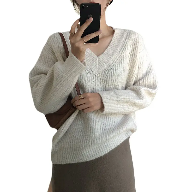 Lazy Style Knit Pullover V Neck 2025 Spring - Image 9