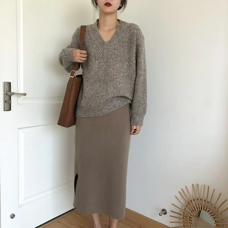 Lazy Style Knit Pullover V Neck 2025 Spring — feature 10