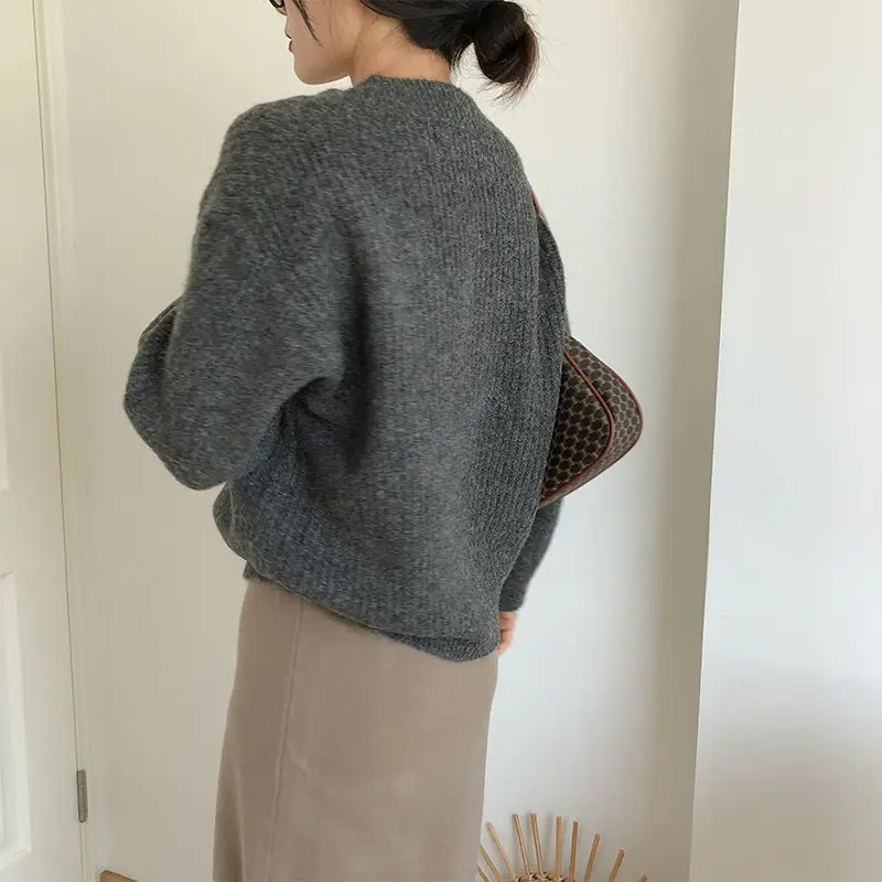 Lazy Style Knit Pullover V Neck 2025 Spring — feature 19