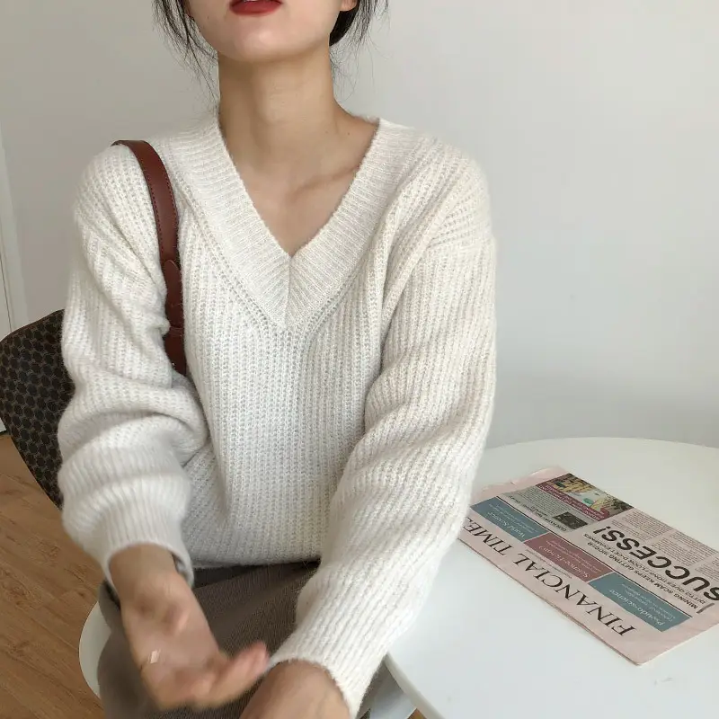 Lazy Style Knit Pullover V Neck 2025 Spring — feature 20