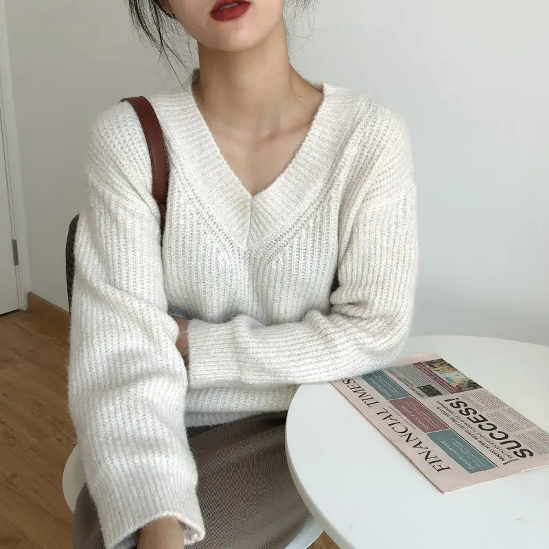 Lazy Style Knit Pullover V Neck 2025 Spring — feature 22