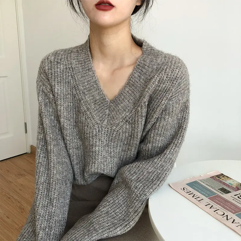 Lazy Style Knit Pullover V Neck 2025 Spring — feature 8