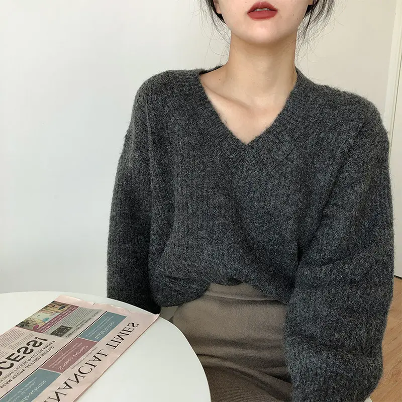 Lazy Style Knit Pullover V Neck 2025 Spring - Image 4