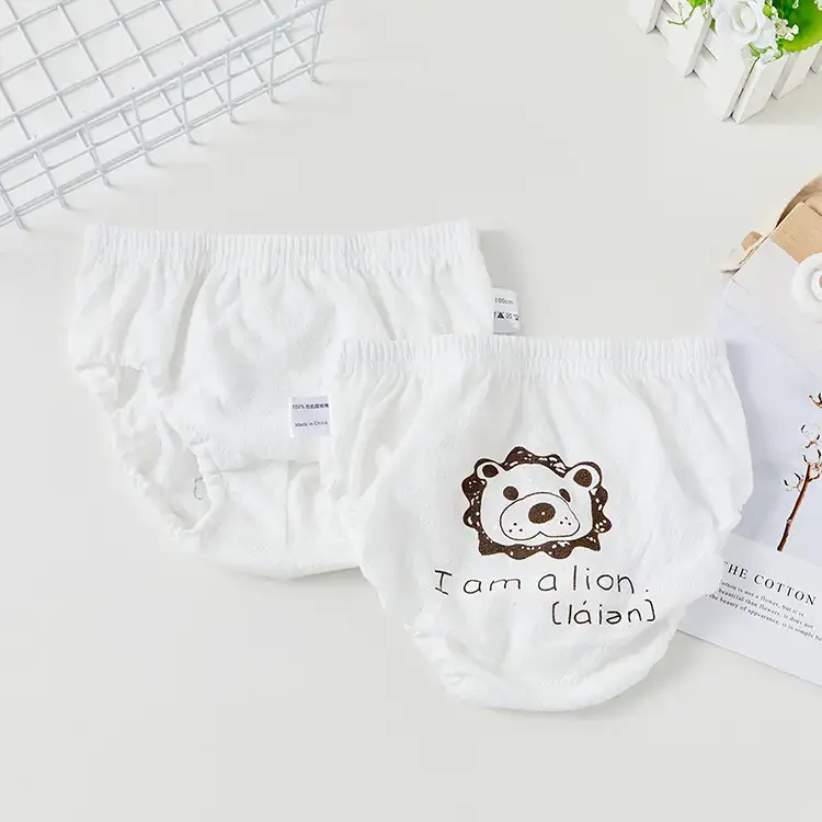Children Cotton Baby Pants White Bear Print Large - Image 3