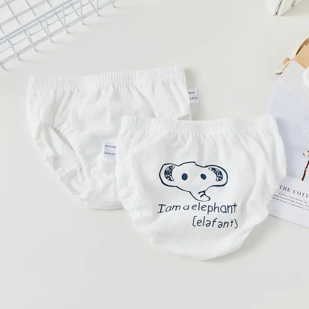 Children Cotton Baby Pants White Bear Print Large - Image 4