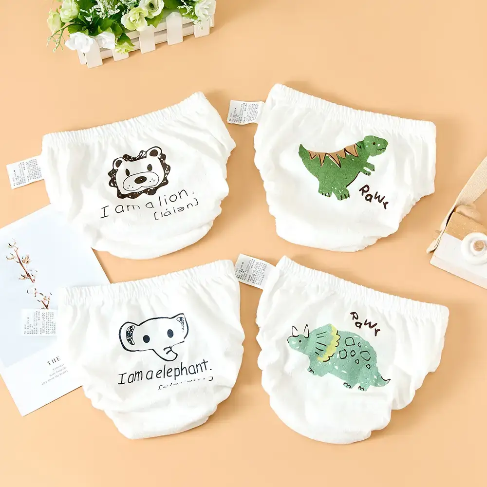 Children Cotton Baby Pants White Bear Print Large - Image 2