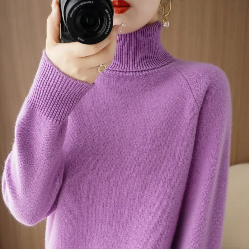 Women's Purple Wool Turtleneck Sweater 2025 - Image 10