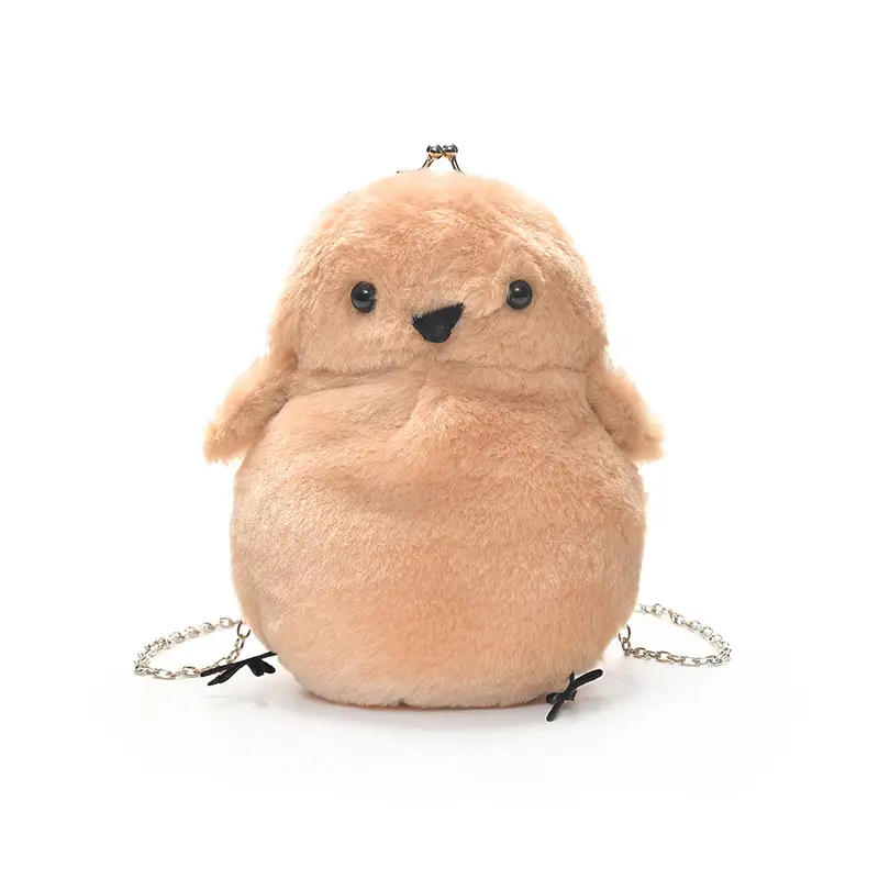 Cute White Plush Chick Clip Mobile Phone Bag for Women