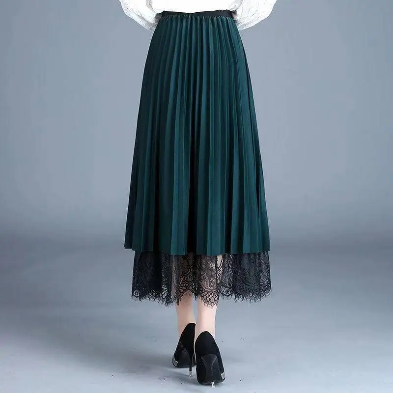 Women's Lace Pleated Skirt Large Winter Warm — feature 11