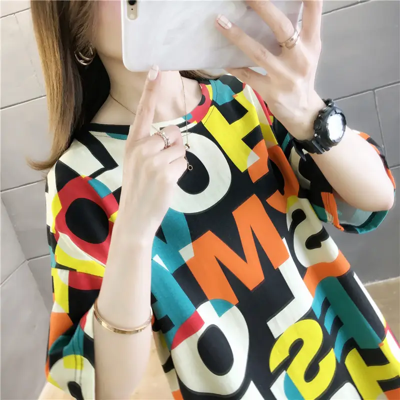 2022 Summer Hip-Hop Style Women T-Shirt Mid Length Loose Fit — feature 11