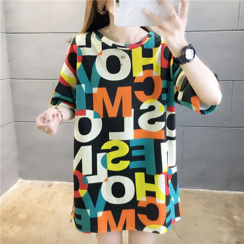 2022 Summer Hip-Hop Style Women T-Shirt Mid Length Loose Fit — feature 13