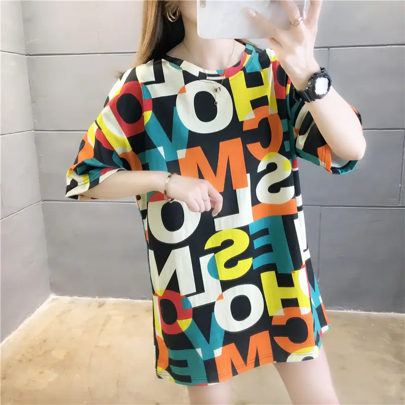 2022 Summer Hip-Hop Style Women T-Shirt Mid Length Loose Fit — feature 14