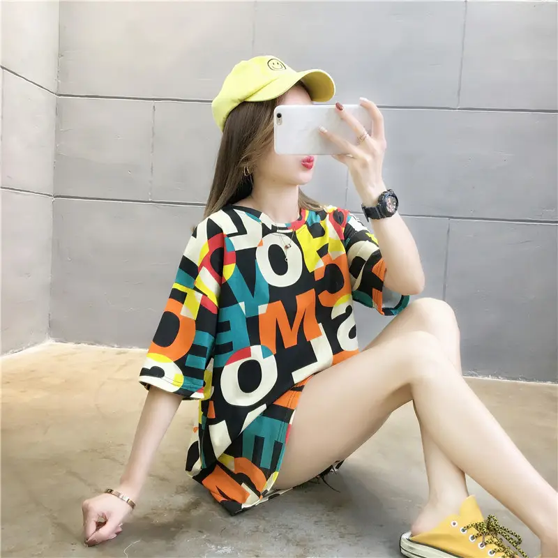 2022 Summer Hip-Hop Style Women T-Shirt Mid Length Loose Fit — feature 19