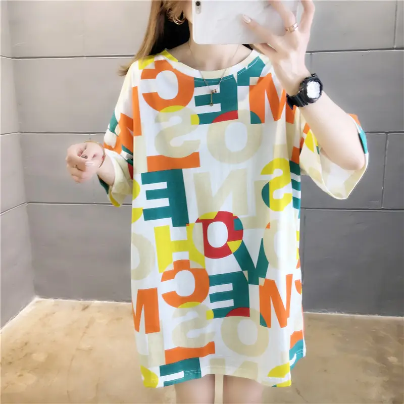 2022 Summer Hip-Hop Style Women T-Shirt Mid Length Loose Fit — feature 4