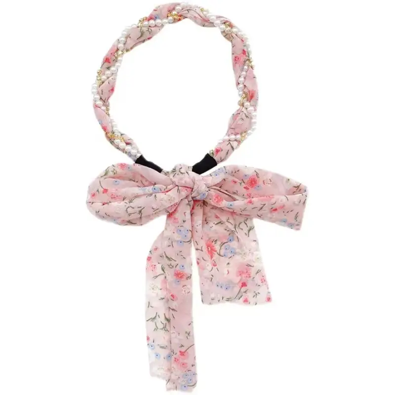 Floral Hair Scarf with Bow for Women Summer Wear