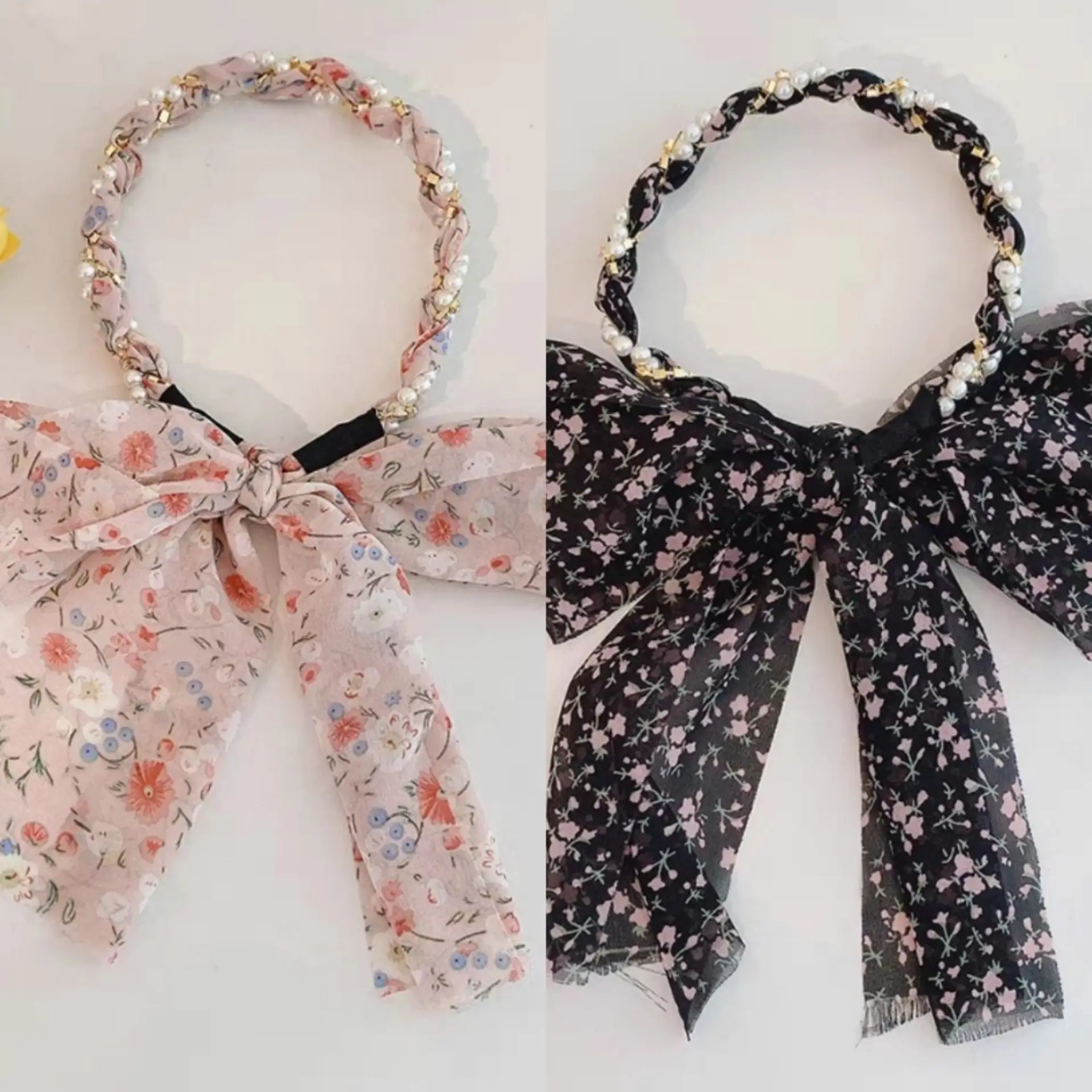 Floral Hair Scarf with Bow for Women Summer Wear