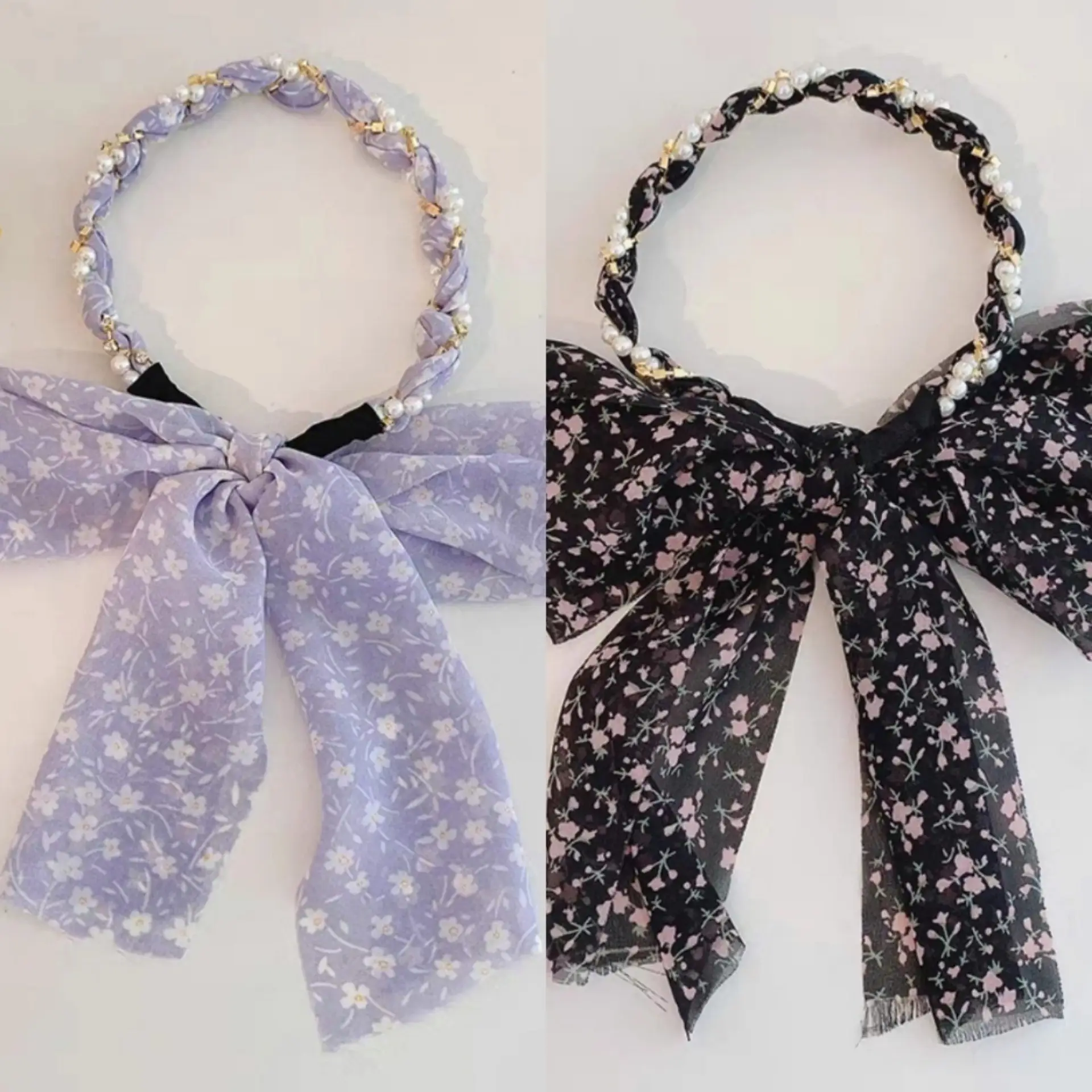 Floral Hair Scarf with Bow for Women Summer Wear