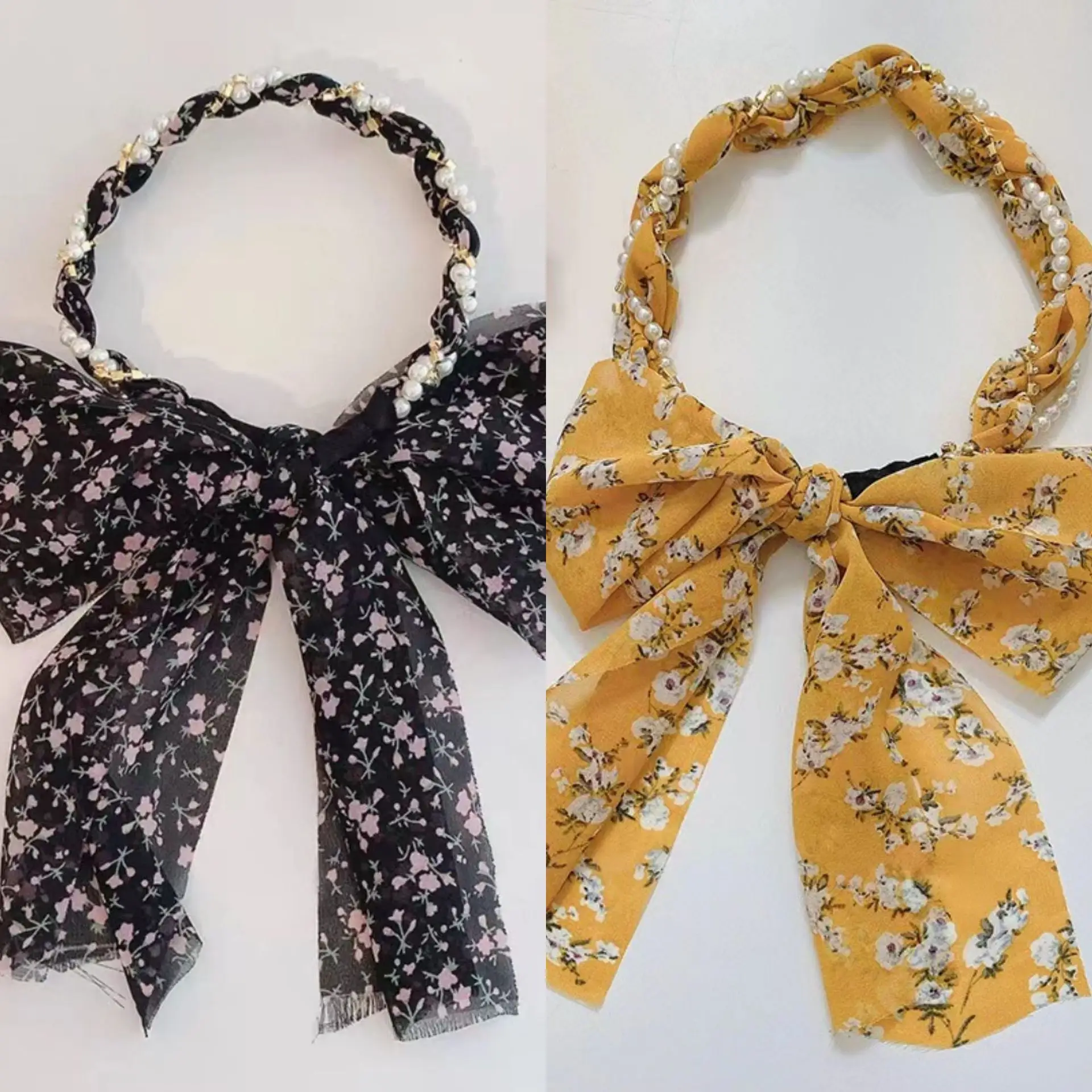 Floral Hair Scarf with Bow for Women Summer Wear
