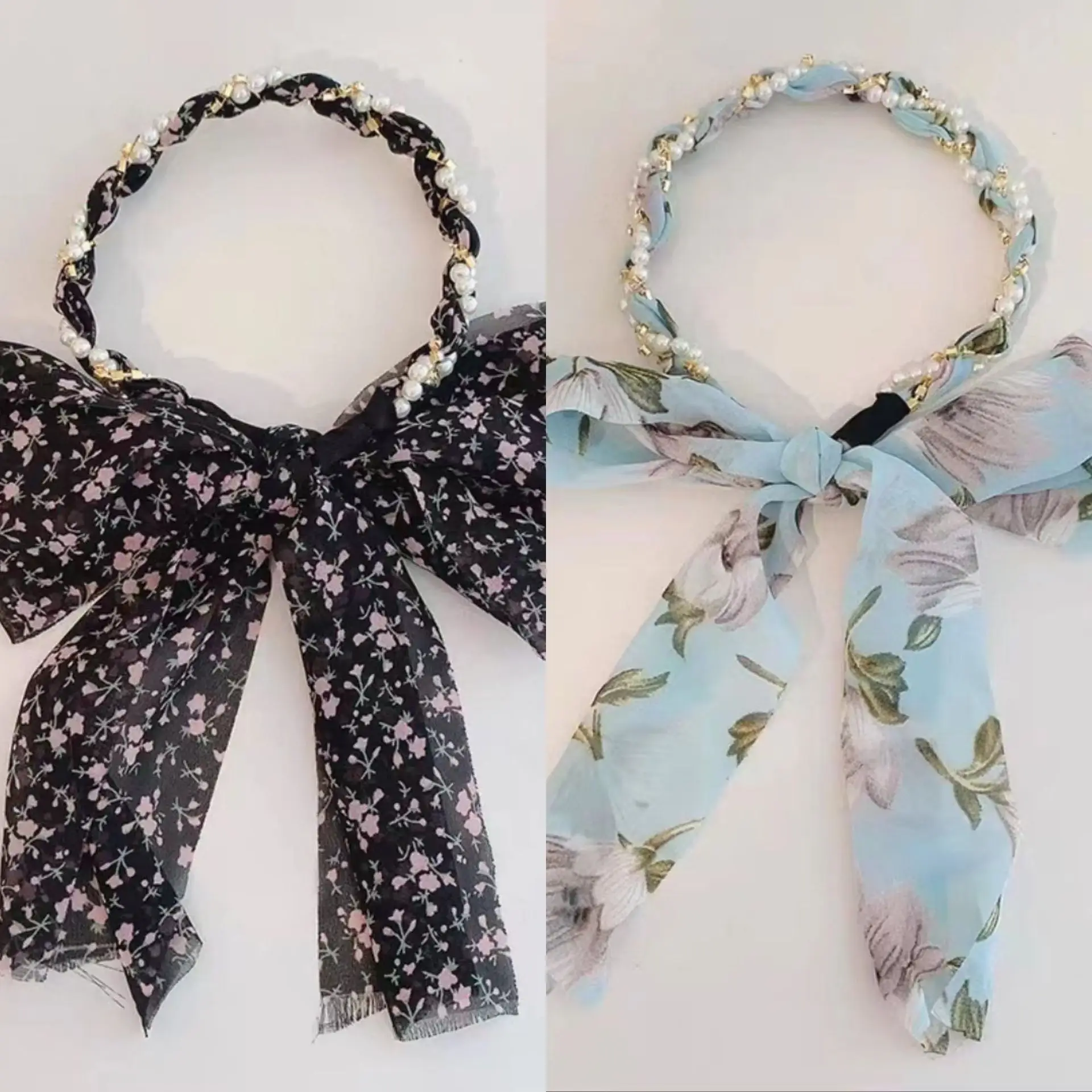 Floral Hair Scarf with Bow for Women Summer Wear