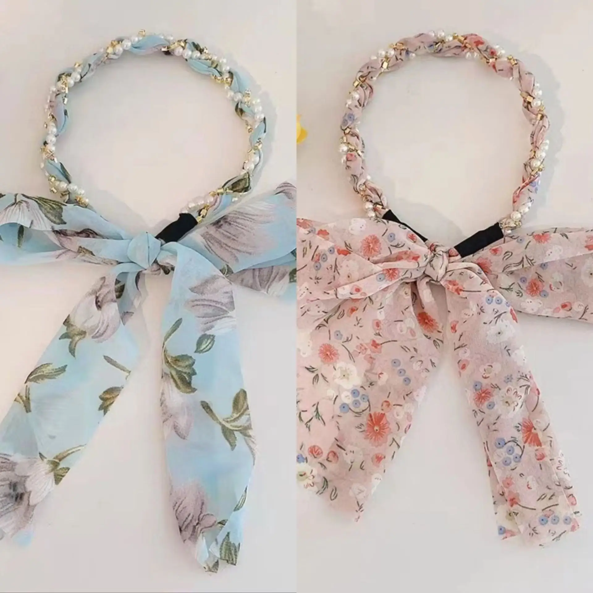 Floral Hair Scarf with Bow for Women Summer Wear