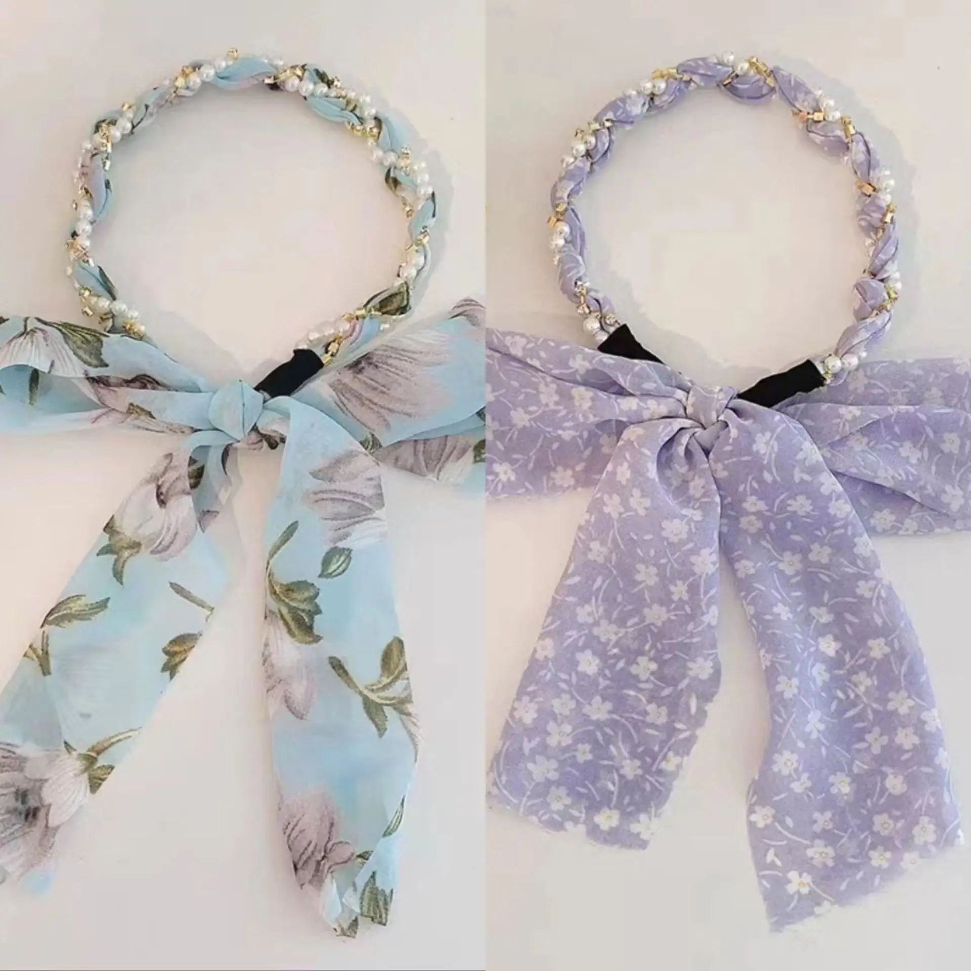 Floral Hair Scarf with Bow for Women Summer Wear
