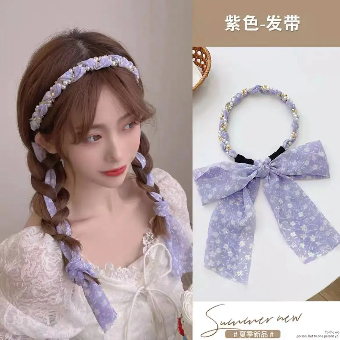Floral Hair Scarf with Bow for Women Summer Wear