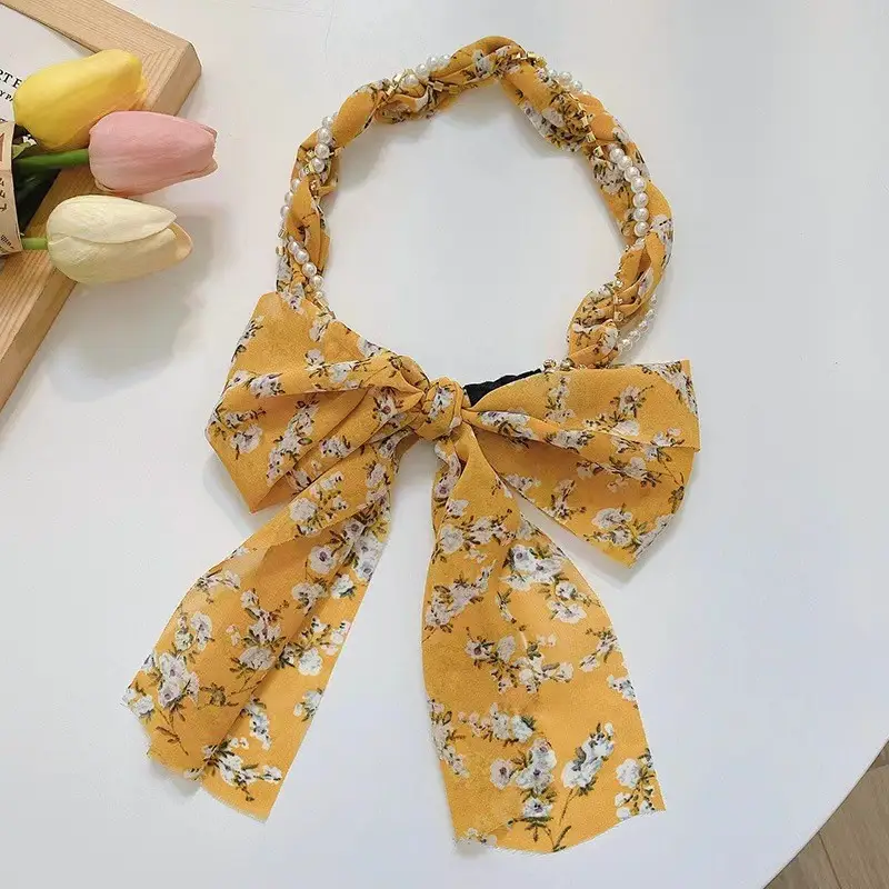 Floral Hair Scarf with Bow for Women Summer Wear