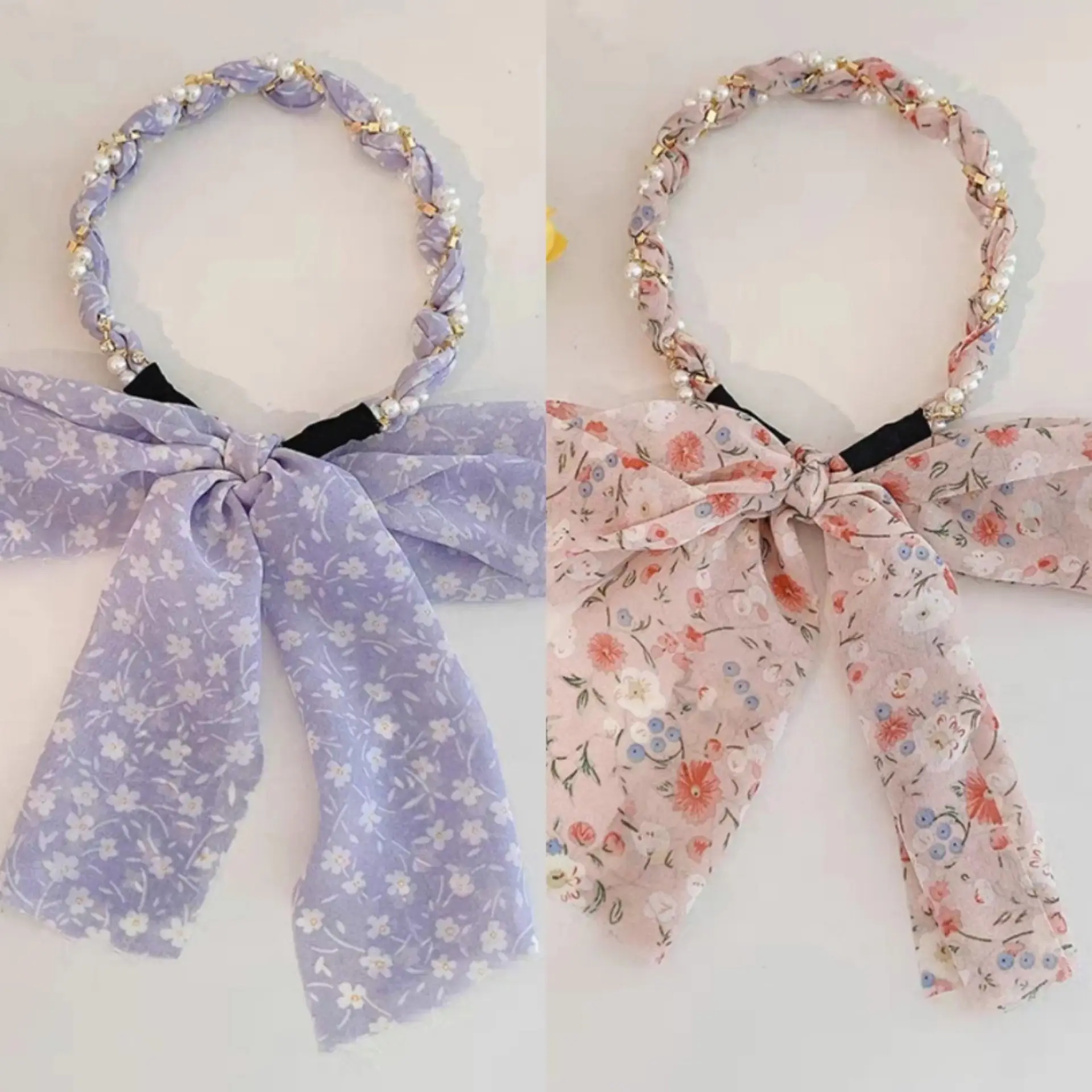 Floral Hair Scarf with Bow for Women Summer Wear