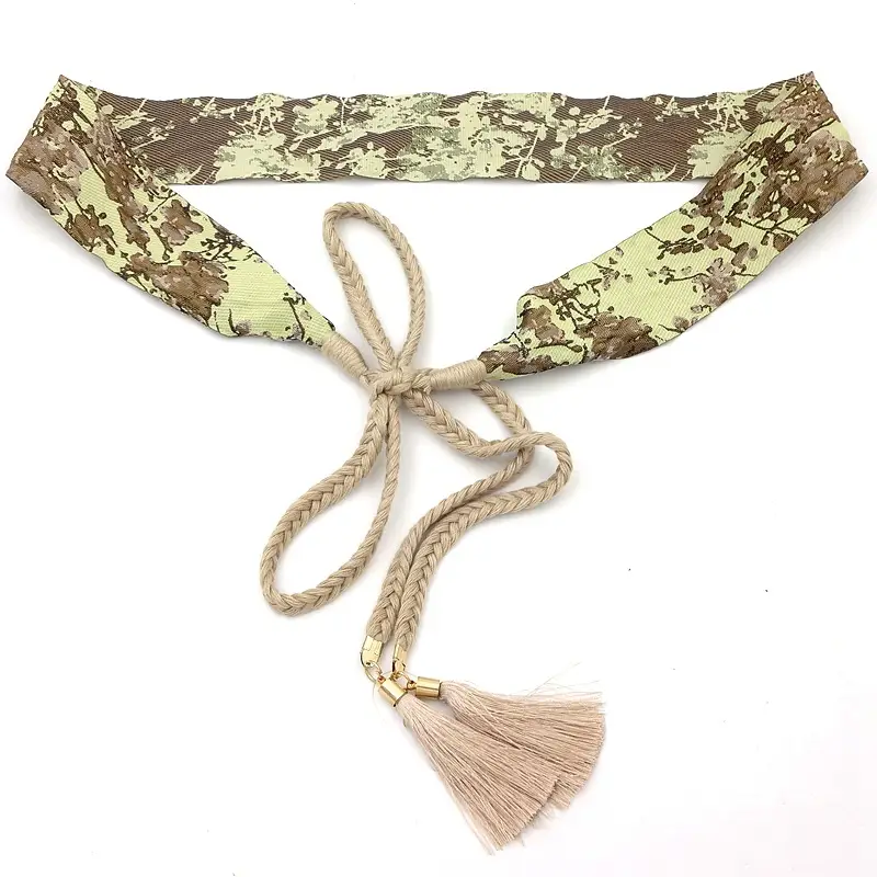 Black Printed Tassel Hanfu Strap Belt for Women - Image 7