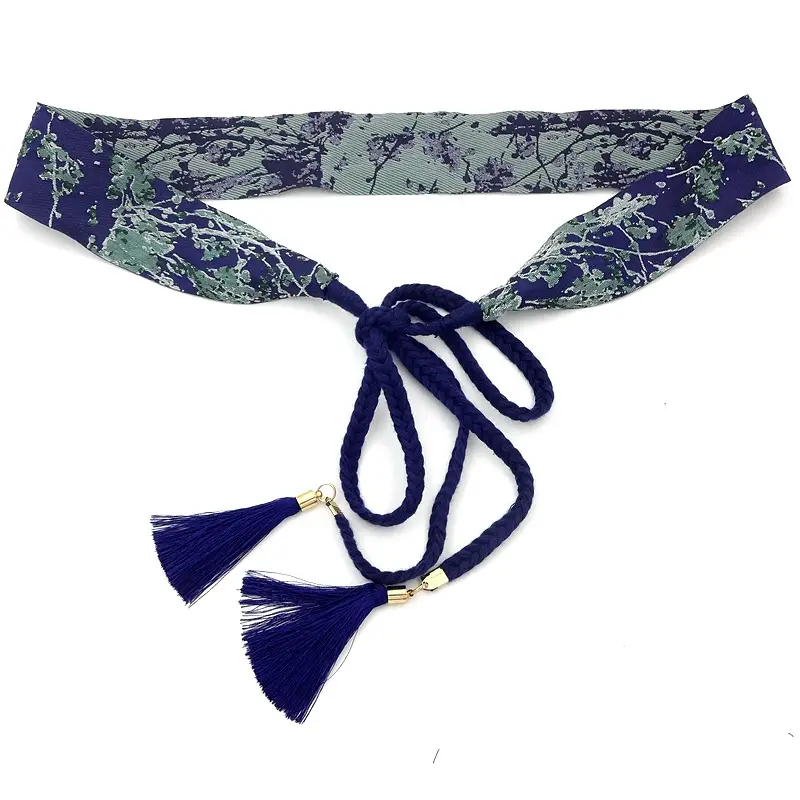 Black Printed Tassel Hanfu Strap Belt for Women - Image 8