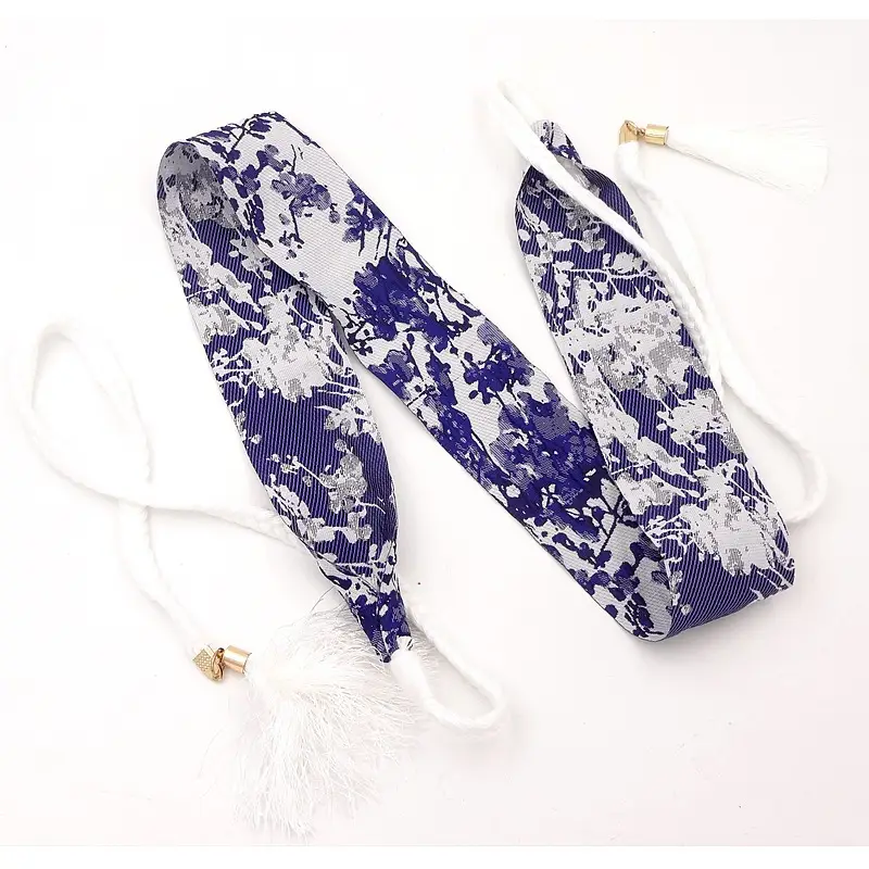 Black Printed Tassel Hanfu Strap Belt for Women - Image 4