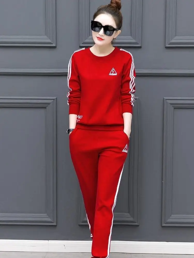 Women Grey Sweatshirt Track Suit Long Sleeve Crewneck Large - Image 7