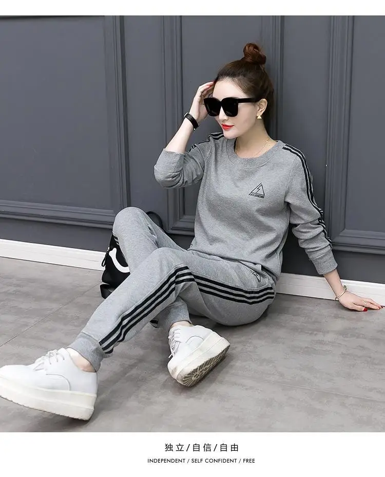 Women Grey Sweatshirt Track Suit Long Sleeve Crewneck Large — feature 29