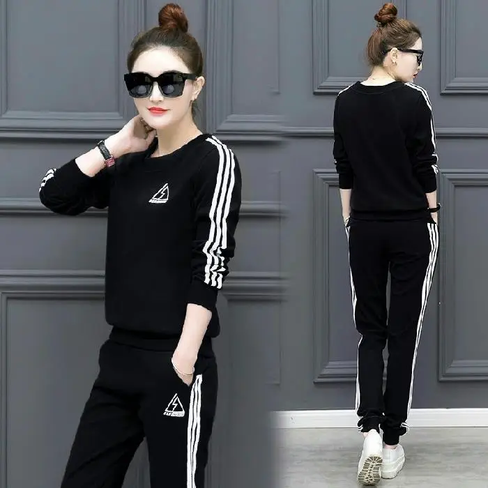 Women Grey Sweatshirt Track Suit Long Sleeve Crewneck Large - Image 2