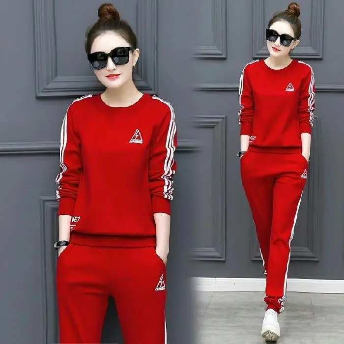 Women Grey Sweatshirt Track Suit Long Sleeve Crewneck Large - Image 3