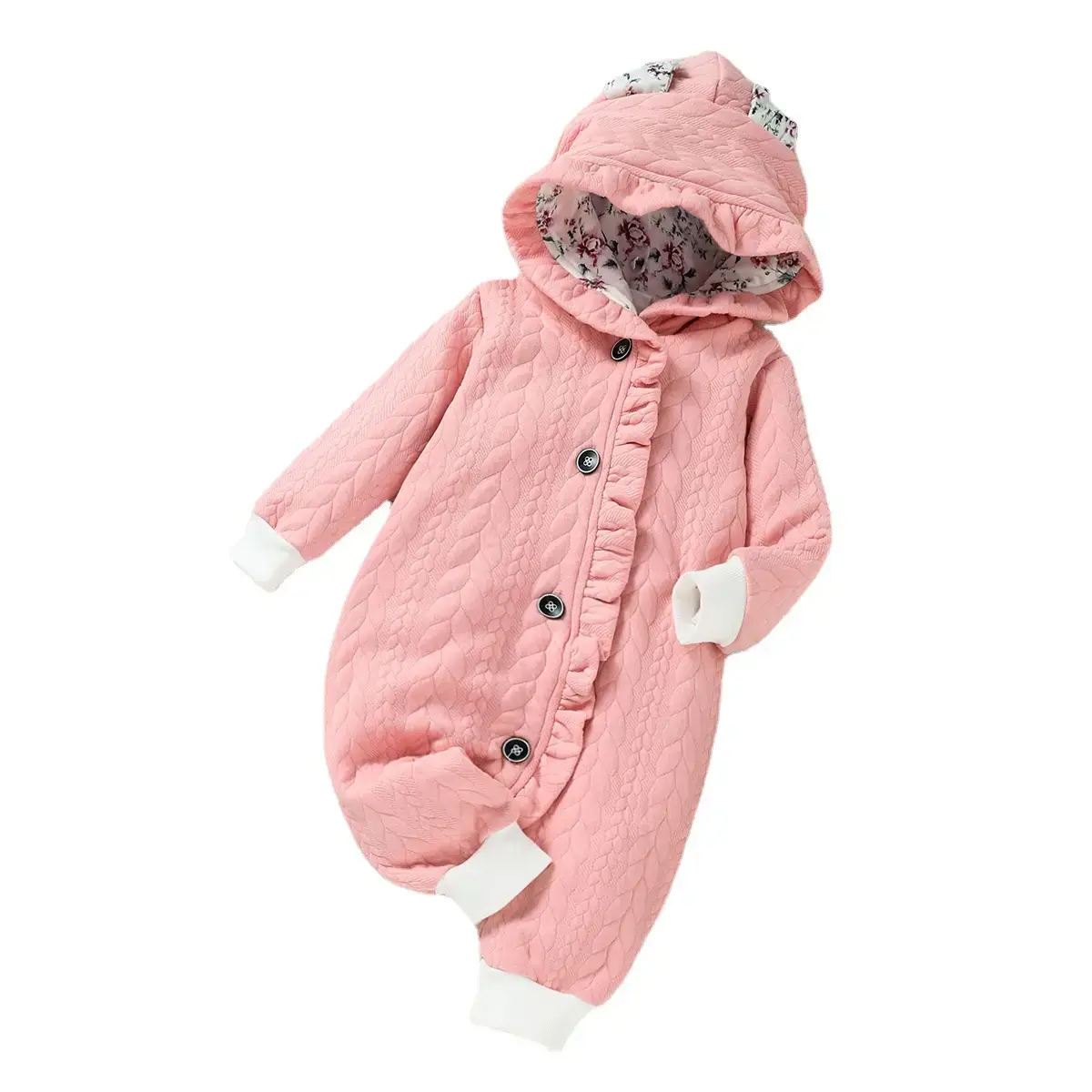 Pink Floral One-Piece Baby Suit for Girls Spring Autumn - Image 6