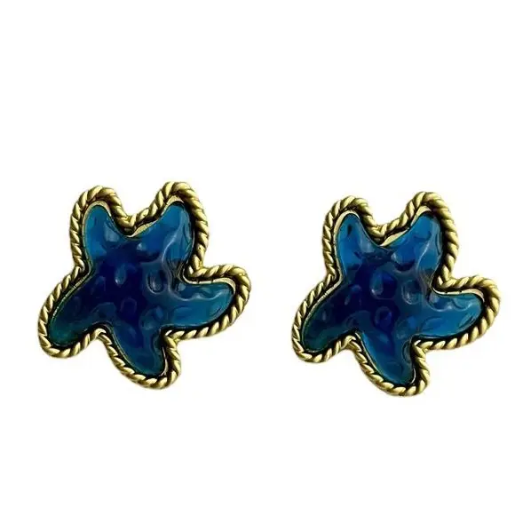 Blue Starfish Earrings for Women Mid-ancient Design