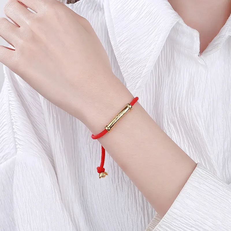 Red Gold Embroidered Treasure Bucket Bracelet for Women