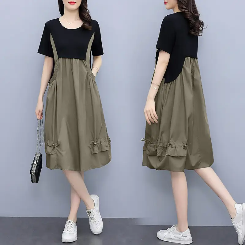 Green A-Line Suspender Skirt Set for Women - Image 5