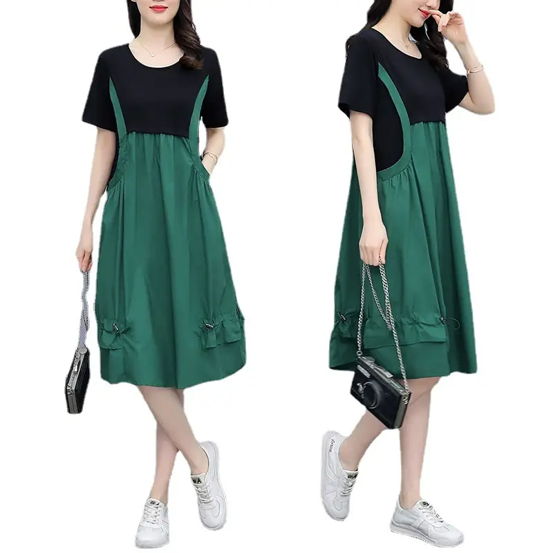 Green A-Line Suspender Skirt Set for Women - Image 8