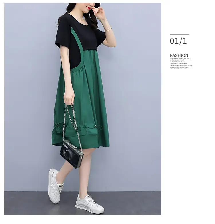 Green A-Line Suspender Skirt Set for Women — feature 15