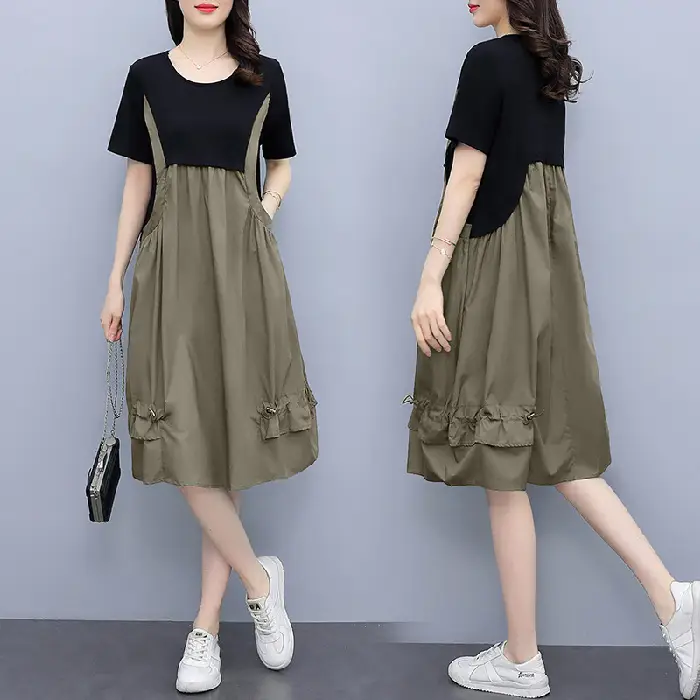 Green A-Line Suspender Skirt Set for Women - Image 3