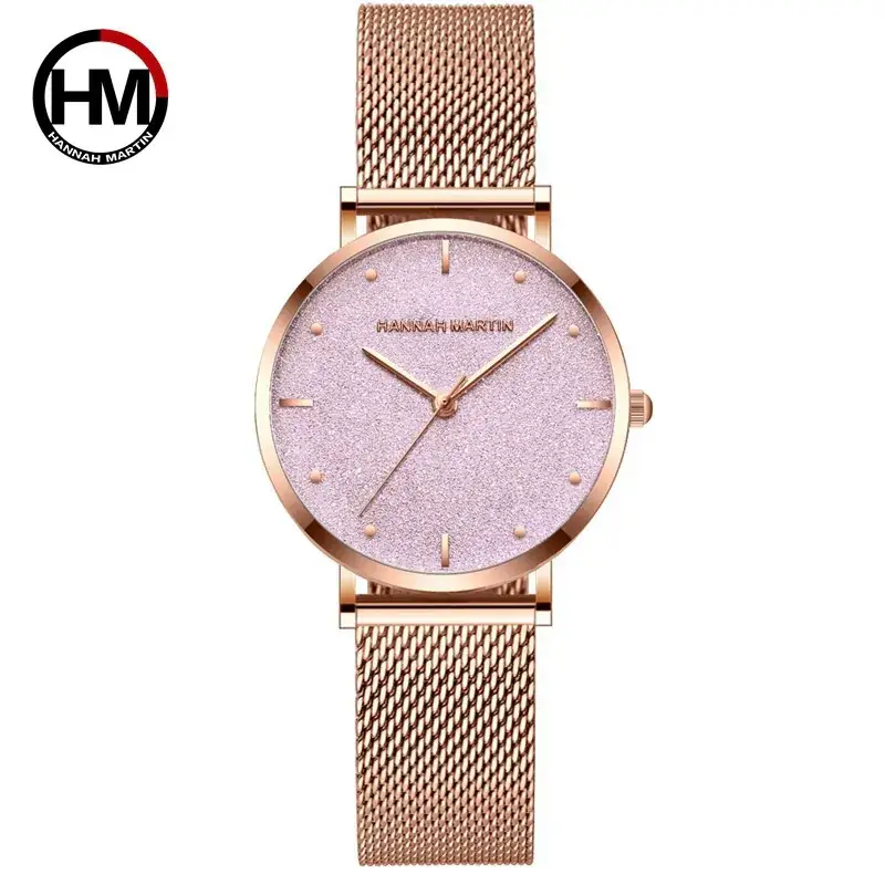 Frosted Star Watch for Women Rose Gold Mesh Belt - Image 7