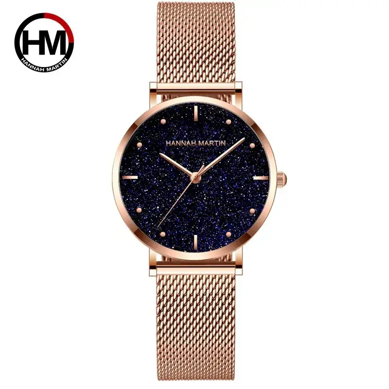 Frosted Star Watch for Women Rose Gold Mesh Belt - Image 8